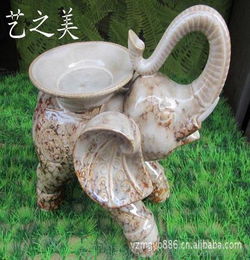 厂家生产加工陶瓷工艺品大象 60005吉祥陶瓷水果盘大象